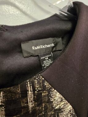 R&M Richards Black & Gold Textured Dress